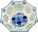 Large Blue and White Octagon 12" Fretwork Serving Bowls, Salad Bowls, Fruit Bowls