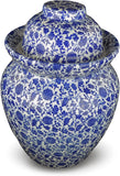14.5" Large Blue and White Porcelain Pickling Jar with 2 Lids Fermenting Pickling Kimchi Crock Korean Chinese (Blue)
