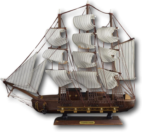 Festcool Wooden Model Fishing Boat 19" , Nautical Decor, Fully Assembled on Stand (Not A Model Ship Kit)