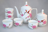 7 PC Chinese Peach Blossom Tea Set Fine Tea Pot Tea Teapot Tea Pot Teaset Cups Traditional Jingdezhen