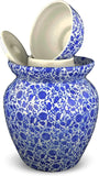 14.5" Large Blue and White Porcelain Pickling Jar with 2 Lids Fermenting Pickling Kimchi Crock Korean Chinese (Blue)