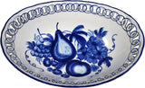 14" Blue and White Fruit Fretwork Oval Serving Bowls, Salad Bowls, Fruit Bowls, Hand-crafted, Jingdezhen