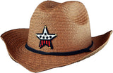 Festcool Straw Western Cowboy Hats 6 Per Package 6 Free American Flag Bandanas