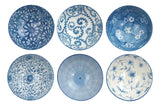 8 - Ounce Porcelain Bowl Sets with Free 6 Porcelain Spoons Set of 6 Blue and White (Blue7)
